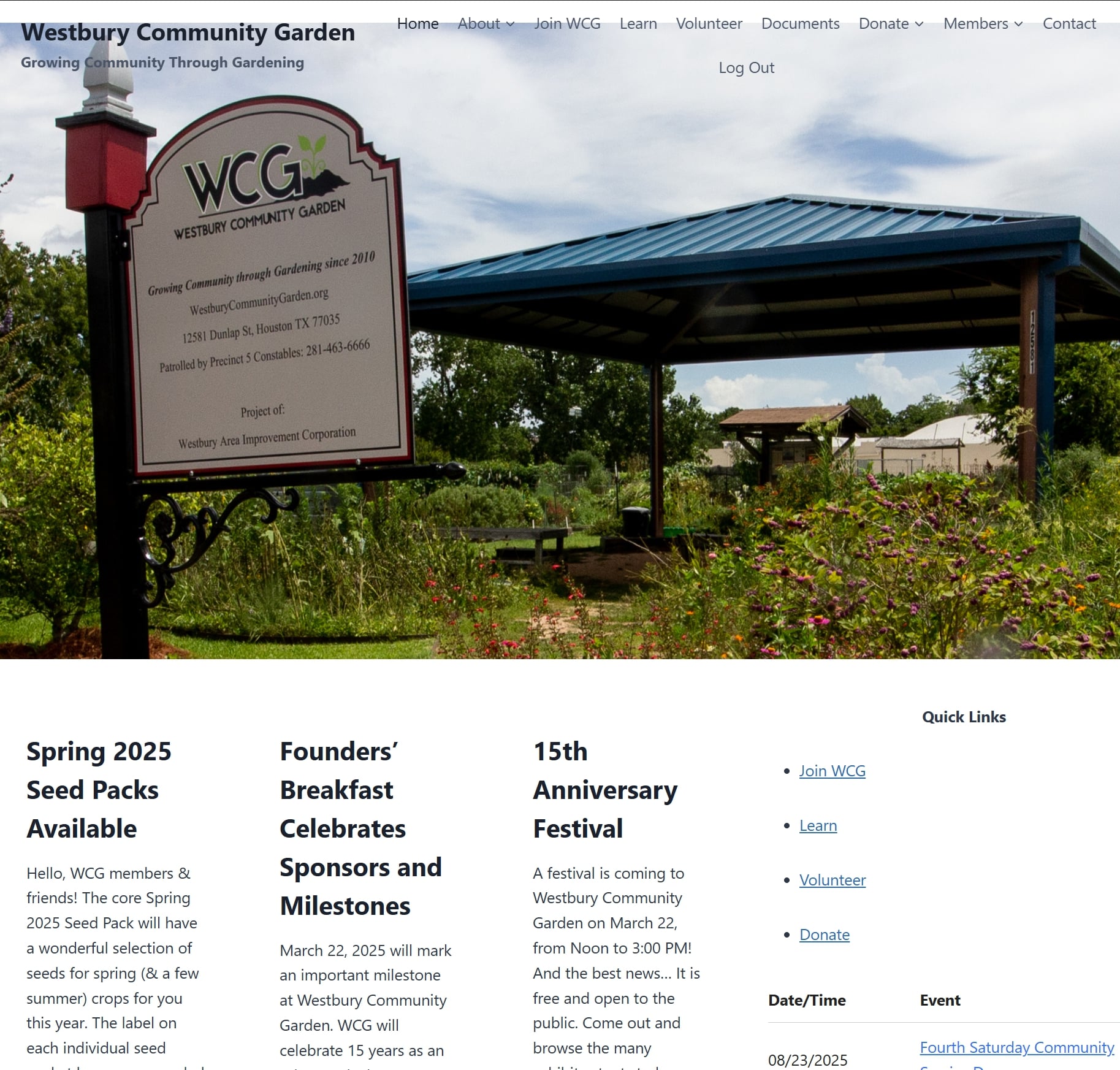Westbury Community Garden - Home | Desktop Before